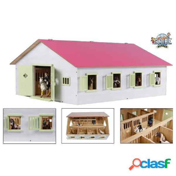 Kids Globe Establo de caballos con 7 boxes 1:24 rosa 610189
