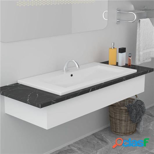 Lavabo encastrado de cerámica blanco 91x39,5x18,5 cm
