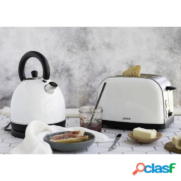 Livoo Set de desayuno vintage acero inoxidable blanco
