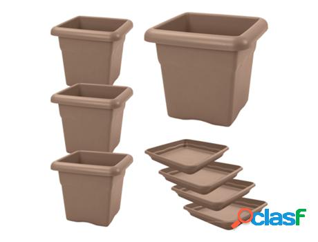 Macetas para Plantas PLASTIKEN Cuadrada con Platos Incluidos