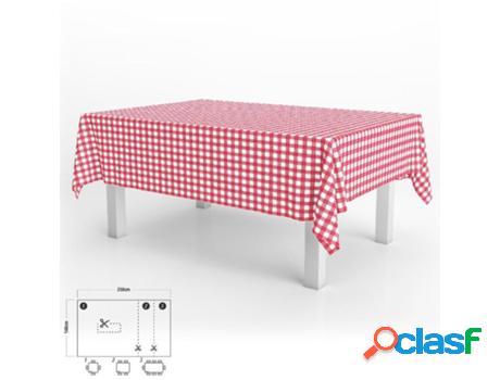 Mantel hule rectangular cuadros rojos. impermeable