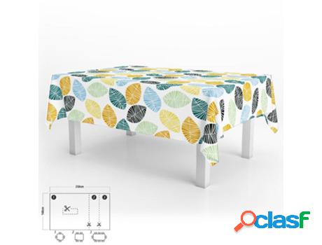 Mantel hule rectangular hojas colores. impermeable