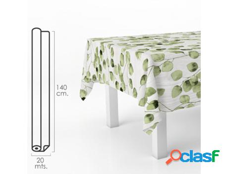 Mantel hule rectangular hojas verdes. impermeable