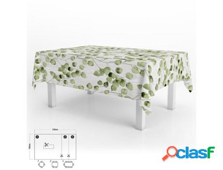 Mantel hule rectangular hojas verdes impermeable antimanchas