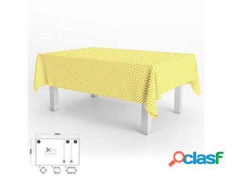 Mantel hule rectangular rombos amarillos. impermeable