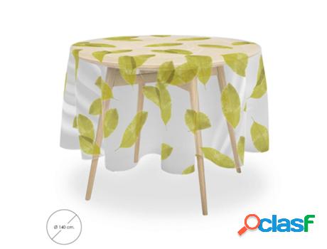Mantel hule redondo hojas transparente impermeable