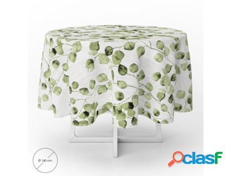 Mantel hule redondo hojas verdes impermeable antimanchas pvc