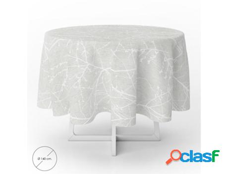 Mantel hule redondo ramas gris impermeable antimanchas pvc
