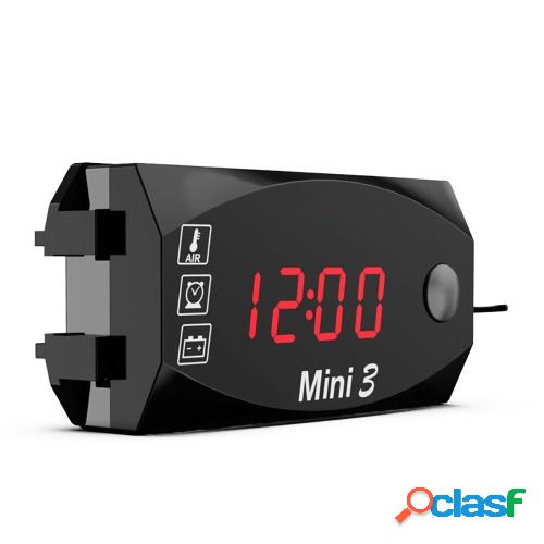 Medidor de motocicleta 3 en 1 LED reloj de tiempo Digital