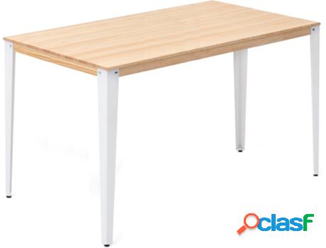 Mesa de Comedor BOX FURNITURE Lunds (Blanco - Madera y Acero