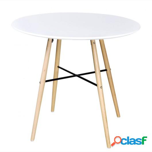 Mesa de salón comedor redonda de MDF blanca
