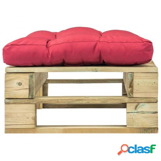 Otomana de jardín de palés con cojín rojo de madera FSC