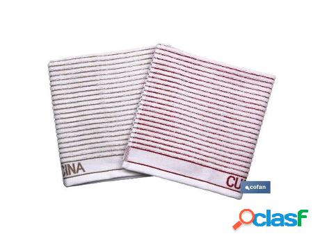 Pack 2 paños cocina 50x50 beige/rojo modelo syrah