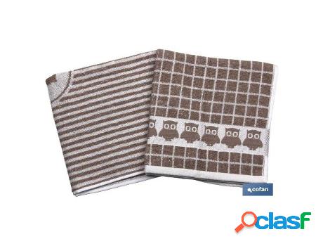 Pack 2 paños cocina 50x50 tostado modelo garnacha