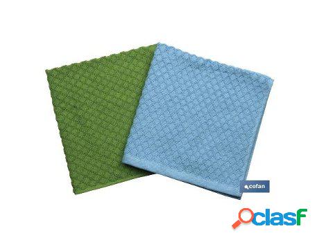 Pack 2 paños cocina 50x50 verde/azul modelo merlot