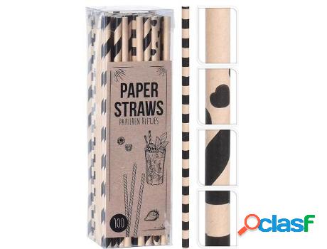 Pajitas carton 19 cm deco blister 100