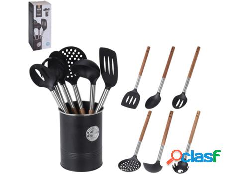 Paletas cocina madera nylon 7 piezas juego