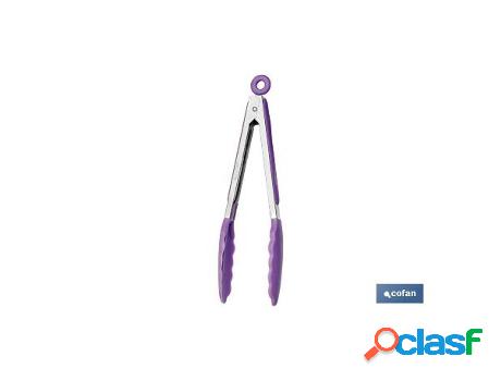 Pinzas de cocina de acero inox. y silicona morada modelo