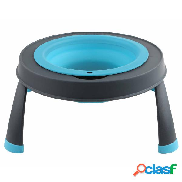 Popware Comedero de mascota elevado ajustable grande azul