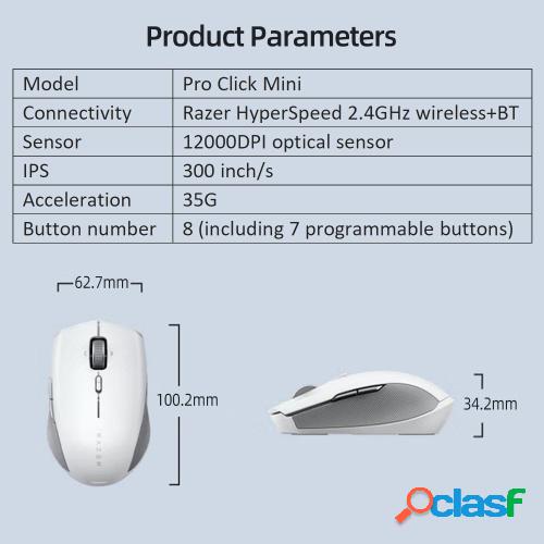Razer Pro Click Mini Wireless Mouse BT + 2.4G Conexión de