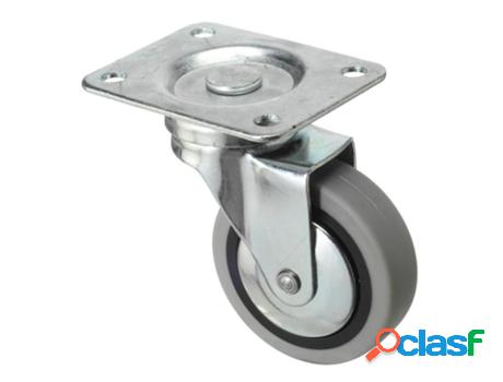 Rueda industrial goma gris placa 40 mm.