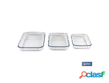 Set de 3 fuentes rectangulares de vidrio borosilicato modelo
