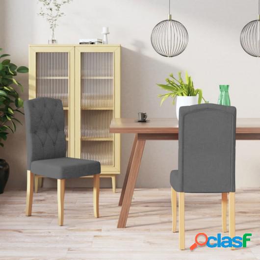 Sillas de comedor 2 unidades tela gris oscuro