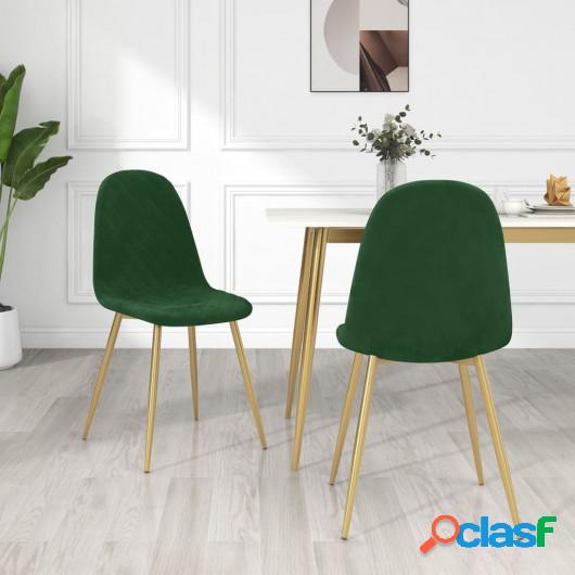 Sillas de comedor 2 unidades terciopelo verde oscuro