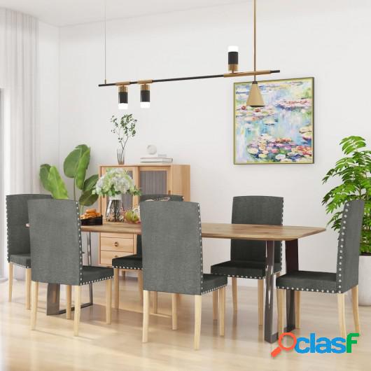 Sillas de comedor 6 unidades tela gris oscuro