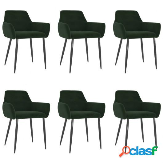 Sillas de comedor 6 unidades terciopelo verde oscuro