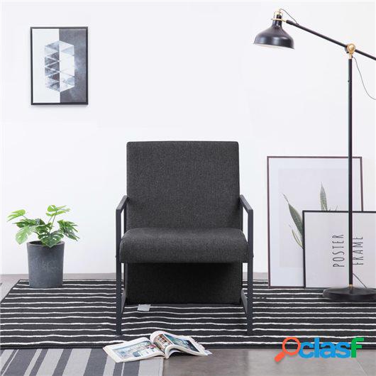 Sillón con patas de cromo tela gris oscuro