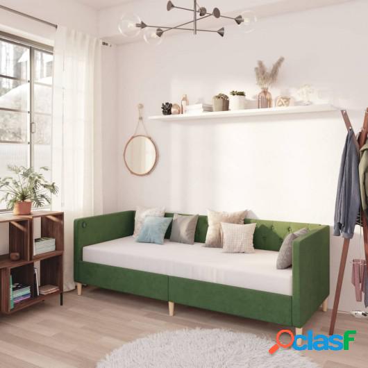 Sofá cama con colchón USB de tela verde oscuro 90x200 cm