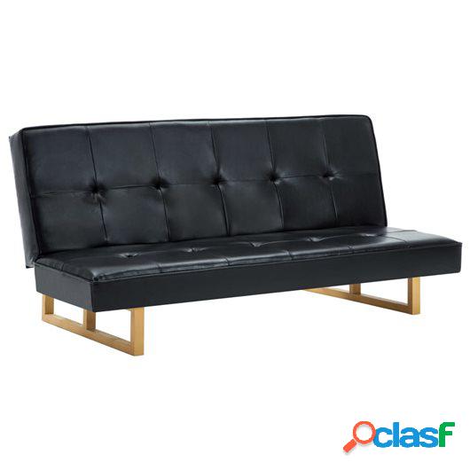 Sofá cama de cuero sintético negro