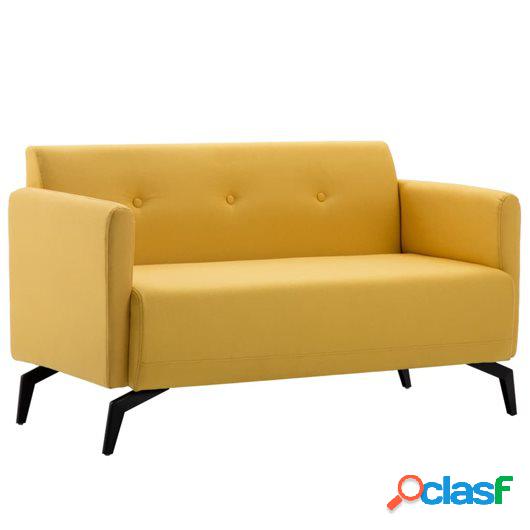 Sofá de 2 plazas con tapizado de tela 115x60x67 cm amarillo