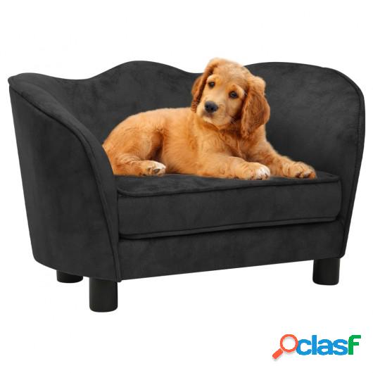 Sofá para perro felpa negro 66x43x40 cm