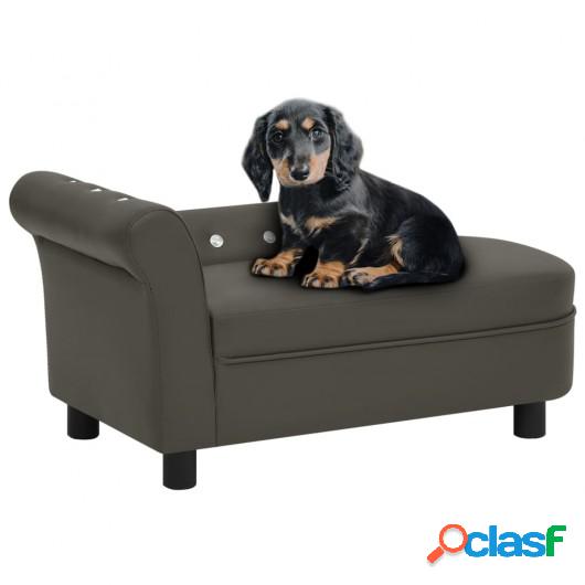 Sofá para perros cuero sintético gris oscuro 83x45x42 cm