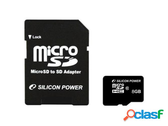 Tarjeta de memoria SDHC con Adaptador SILICON POWER CL10 8GB