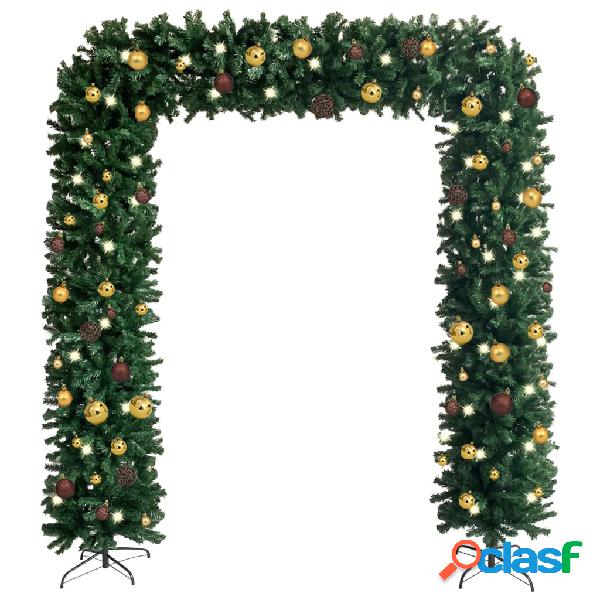 vidaXL Arco del árbol de Navidad con LED y bolas verde 240