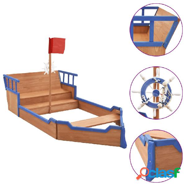 vidaXL Arenero en forma de barco pirata madera de abeto