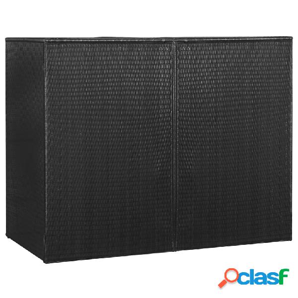 vidaXL Cobertizo doble cubo basura ratán sintético negro