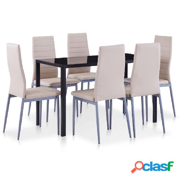 vidaXL Conjunto de mesa y sillas de comedor 7 piezas color