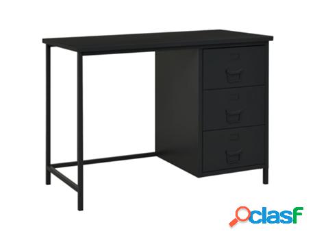 vidaXL Escritorio industrial con cajones acero negro