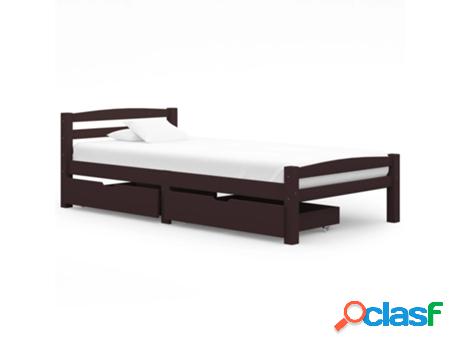 vidaXL Estructura de cama con 2 cajones pino marrón oscuro
