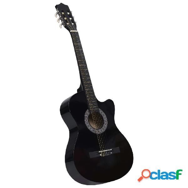 vidaXL Guitarra Clásica Western Cutaway con 6 cuerdas negra