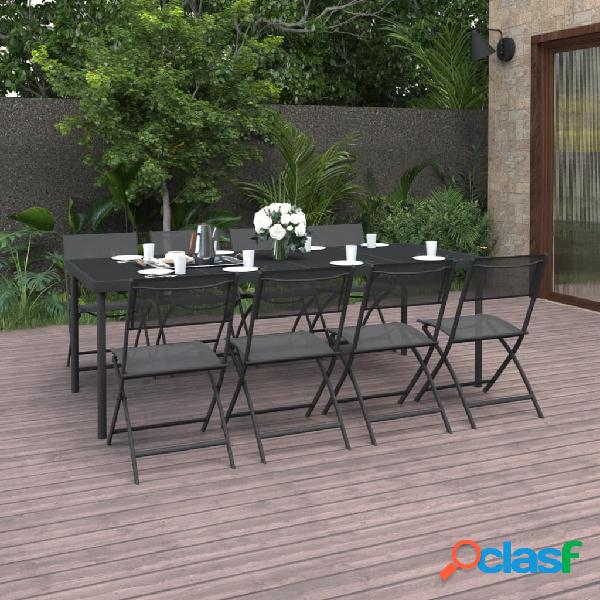 vidaXL Juego de comedor para jardín 9 piezas acero