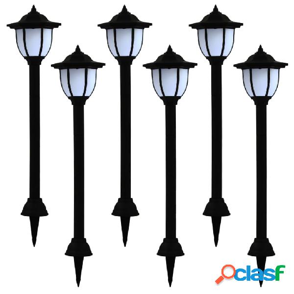 vidaXL Lámparas solares LED de exterior 6 unidades negras