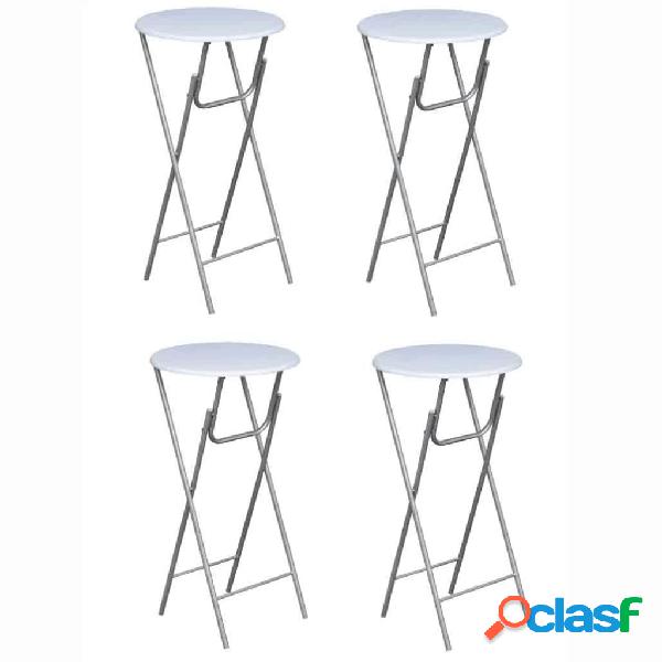 vidaXL Mesas altas plegables 4 unidades MDF blancas