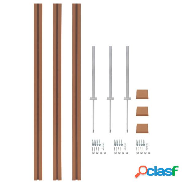 vidaXL Postes de valla 3 unidades WPC 185 cm