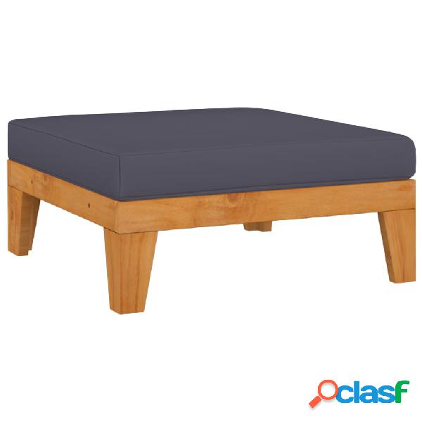 vidaXL Reposapiés modular y cojín gris ocuro madera maciza