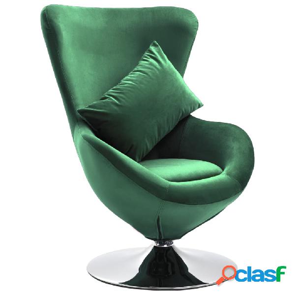 vidaXL Sillón egg giratorio de terciopelo con cojín verde